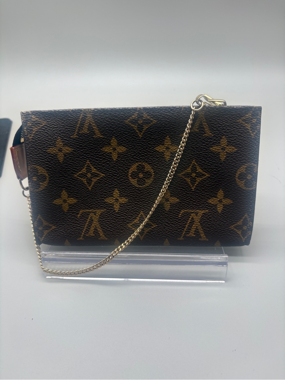 Louis Vuitton Vintage Monogram Pouch Clutch Original Chain TH0978